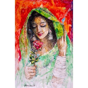 Moazzam Ali, Flower & Flower Series, 30 x 42 Inch, Watercolor on Paper, Figurative Painting, AC-MOZ-158